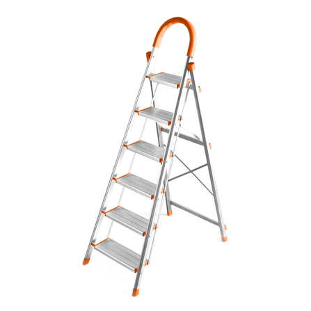 บันได STEP 6 ขั้น MEDILA รุ่น HMLV-00171-6-WH-OR พับได้ อะลูมิเนียม สีขาว-ส้ม